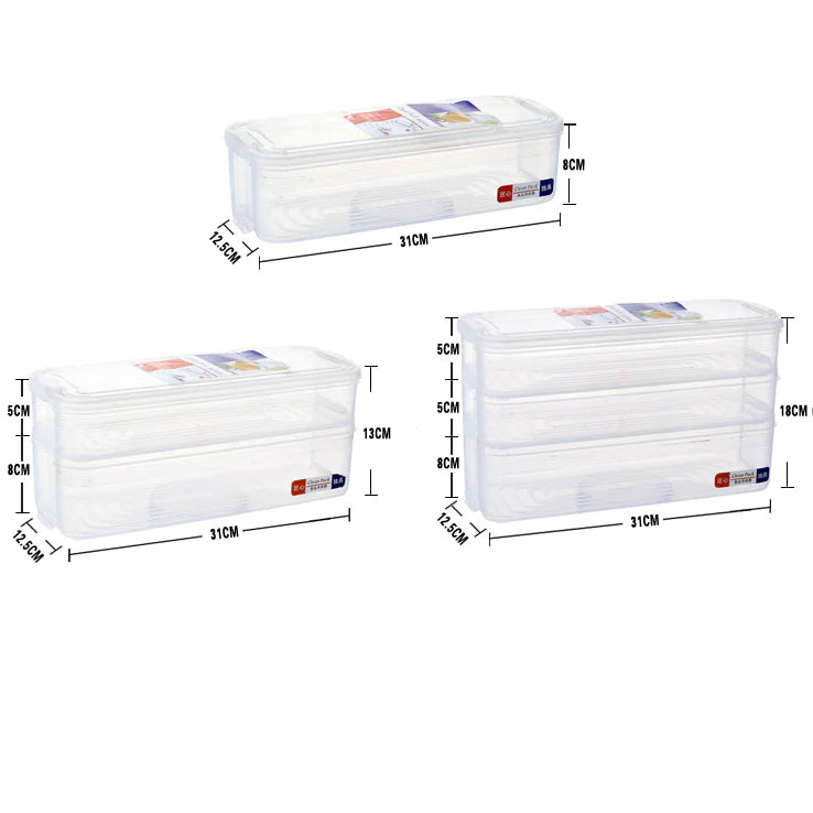 3-Tier Plastic Food Storage Box with Lid for Kitchen