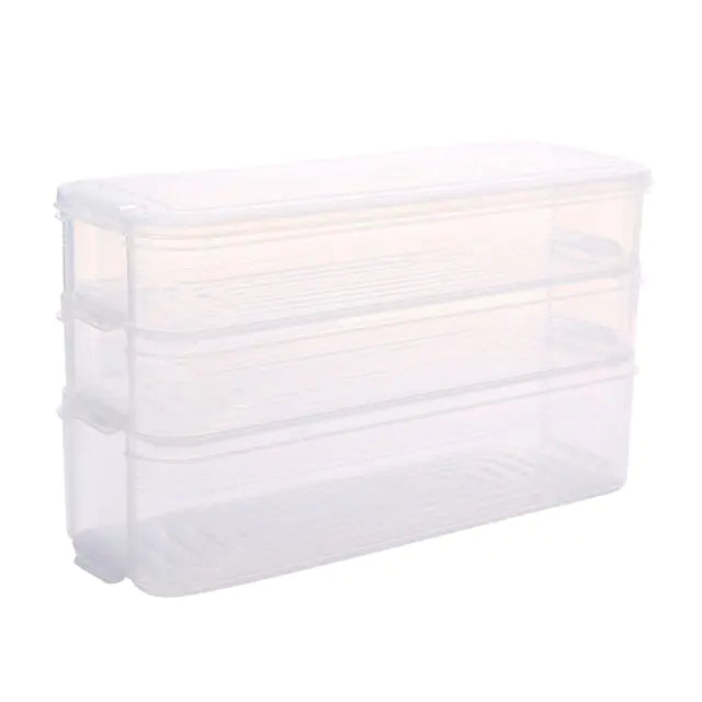 3-Tier Plastic Food Storage Box with Lid for Kitchen