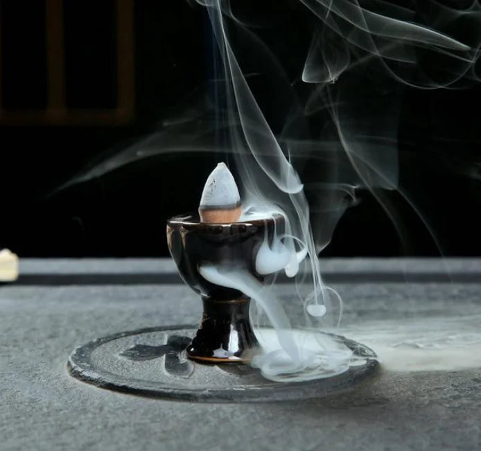 Ceramic Lotus Column Incense Burner