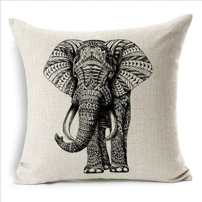Simple Elephant Cotton Linen Pillowcase Cushion Cover