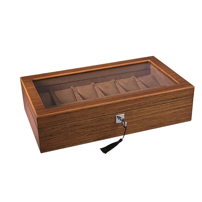 Wooden Watch Box with Lock and Window Display (18 Slots)