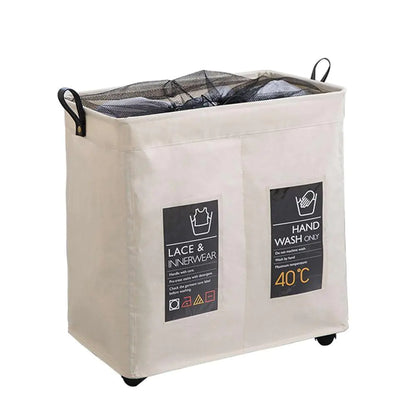 Fabric Laundry Basket with Wheels - Large Foldable Bin
