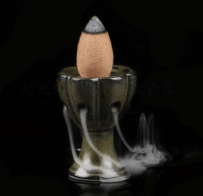 Ceramic Lotus Column Incense Burner