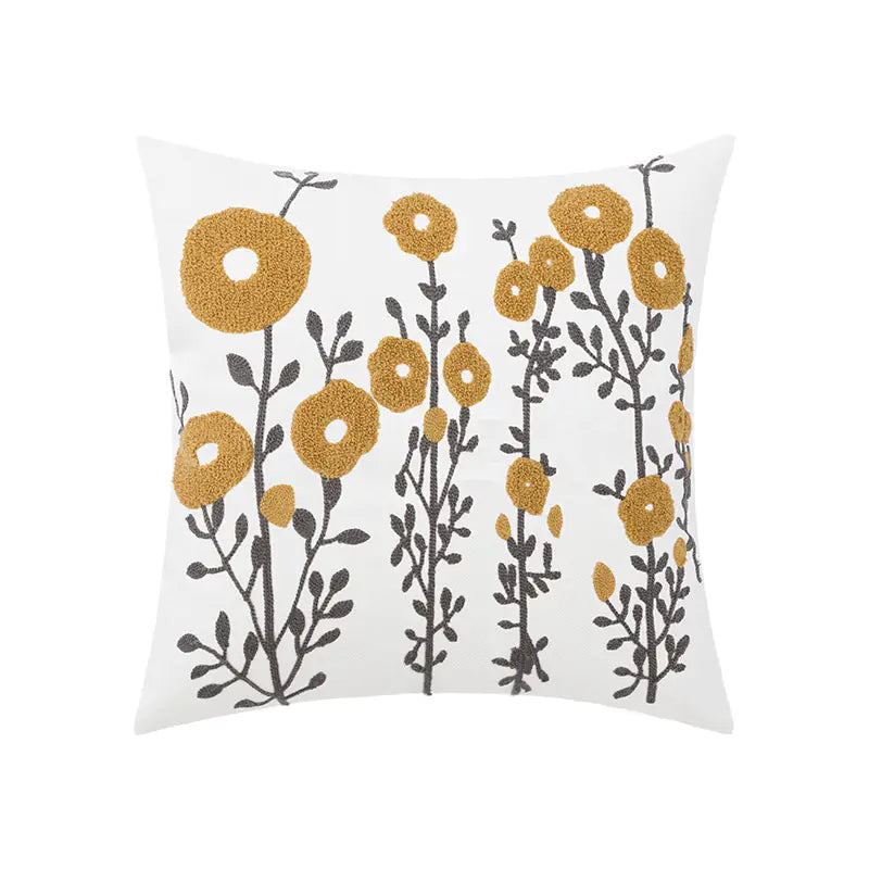 Cotton Chain Embroidered Lumbar Sofa Pillow Cover