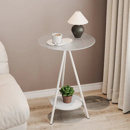 Minimalist Iron Side Table with Double Layer Glass