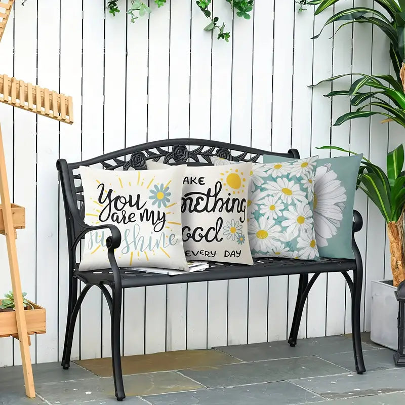4pcs Daisy Floral Printed Pillow Covers for Home Decor