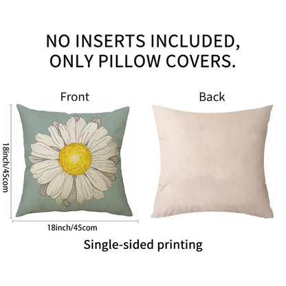 4pcs Daisy Floral Printed Pillow Covers for Home Decor