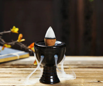 Ceramic Lotus Column Incense Burner