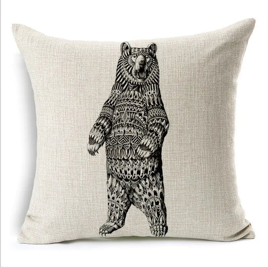 Simple Elephant Cotton Linen Pillowcase Cushion Cover