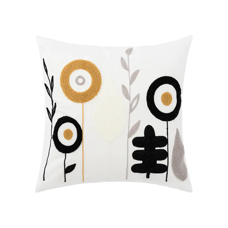 Cotton Chain Embroidered Lumbar Sofa Pillow Cover