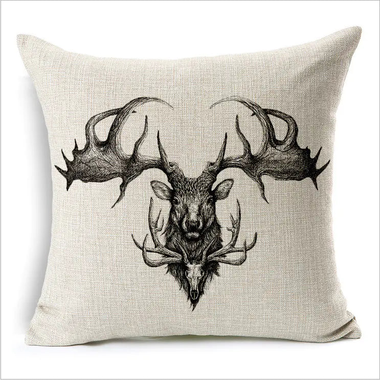 Simple Elephant Cotton Linen Pillowcase Cushion Cover
