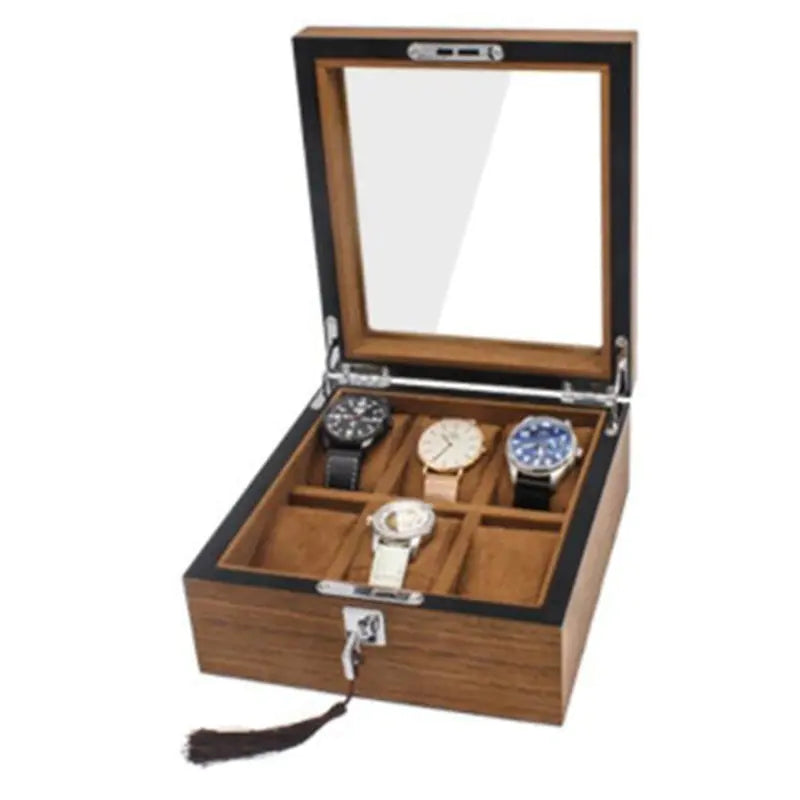 Wooden Watch Box with Lock and Window Display (18 Slots)