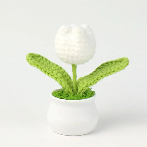 Handcrafted Crochet Tulip Mini Potted Plant Decor