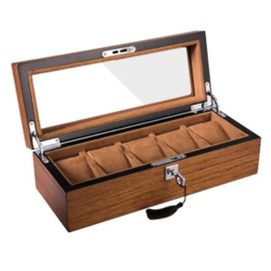 Wooden Watch Box with Lock and Window Display (18 Slots)
