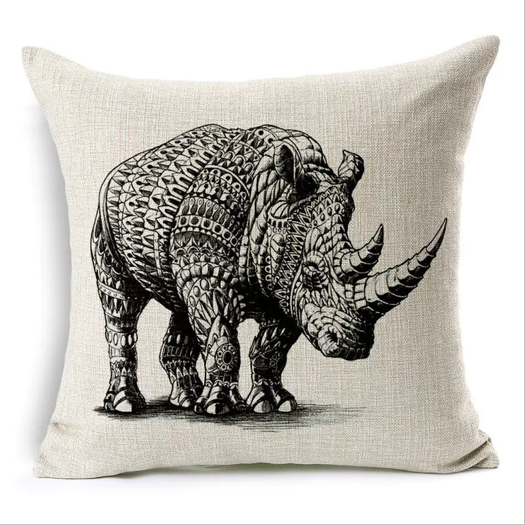 Simple Elephant Cotton Linen Pillowcase Cushion Cover