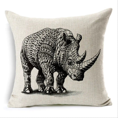 Simple Elephant Cotton Linen Pillowcase Cushion Cover