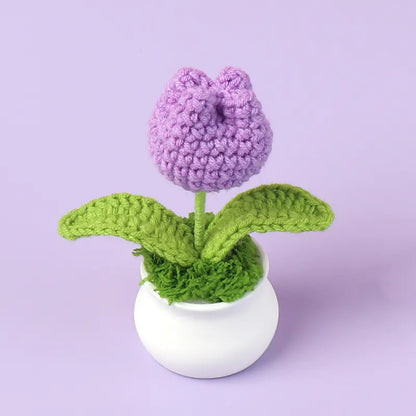 Handcrafted Crochet Tulip Mini Potted Plant Decor