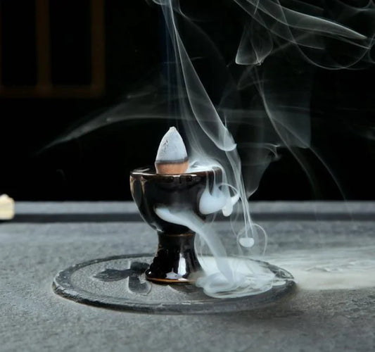 Ceramic Lotus Column Incense Burner