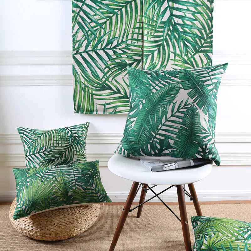 Tropical Rainforest Sofa Cushion with Thick Cotton Linen