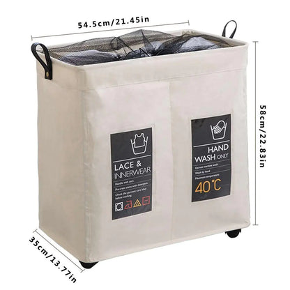 Fabric Laundry Basket with Wheels - Large Foldable Bin