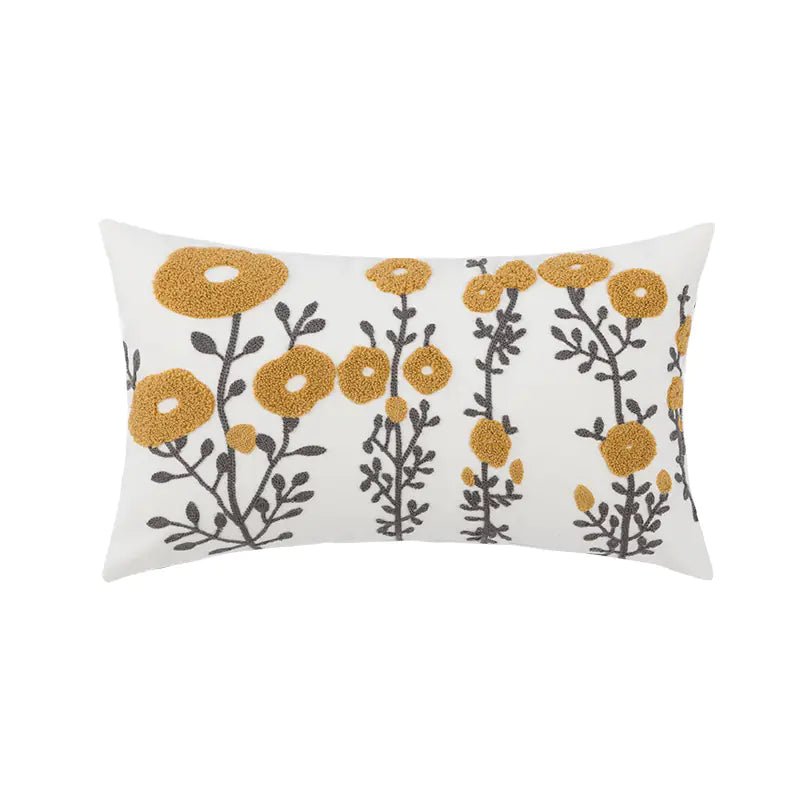 Cotton Chain Embroidered Lumbar Sofa Pillow Cover