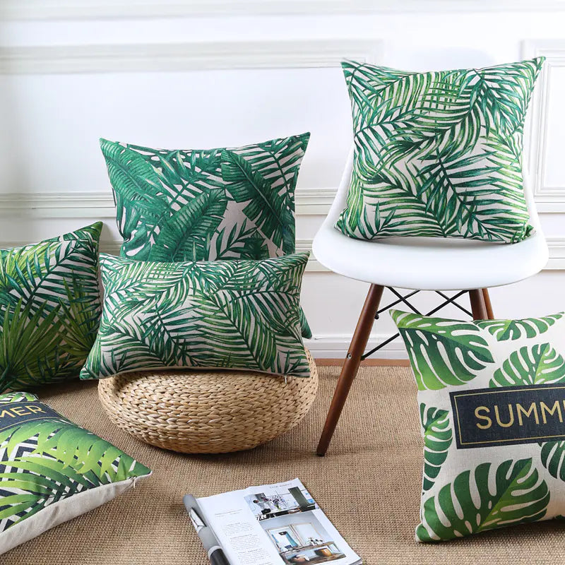 Tropical Rainforest Sofa Cushion with Thick Cotton Linen