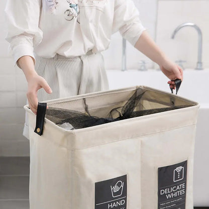 Fabric Laundry Basket with Wheels - Large Foldable Bin