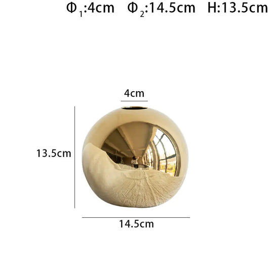Electroplated Ceramic Gold Vase for Home Decor