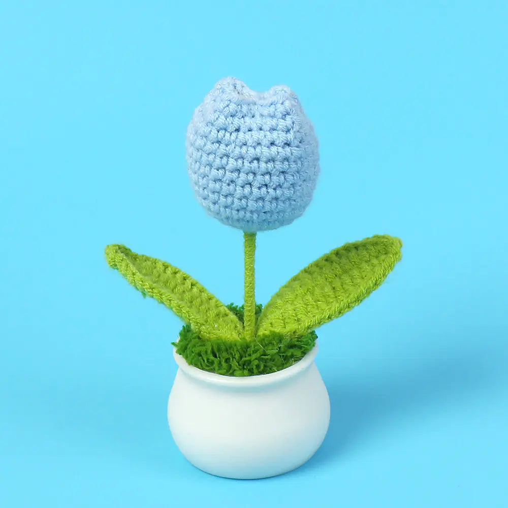 Handcrafted Crochet Tulip Mini Potted Plant Decor